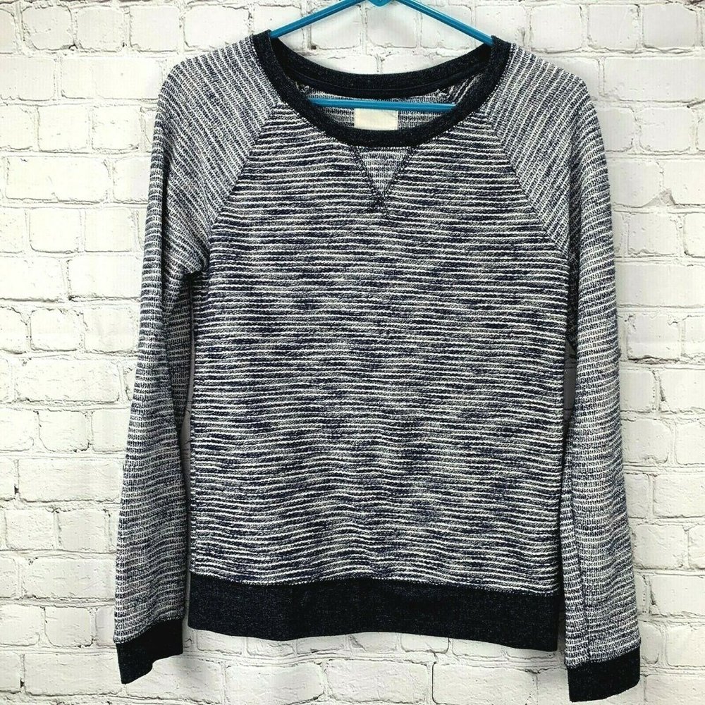 Levis Top Sweater size XS Oversized Blue White Striped Metallic Thread LS